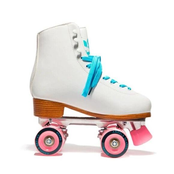 Angel's Skates Cloud White 29001 Roller Skates Women's US Size 5 Blue Laces Pink - Picture 1 of 7